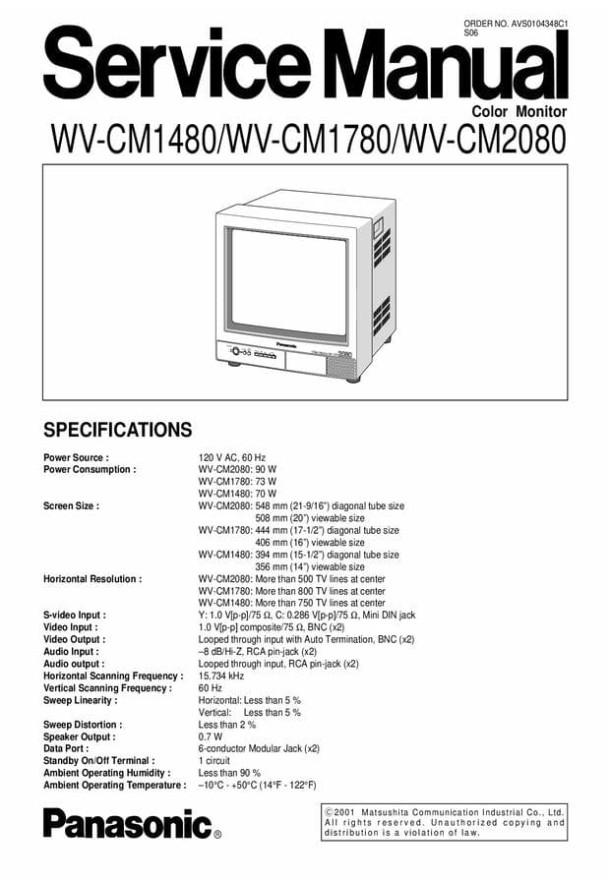 WV-CM1480, WV-CM1780, WV-CM2080
